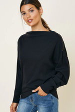 Briella Side-Zip Pullover - Black