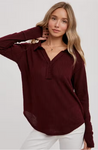 Brushed Waffle Henley Top