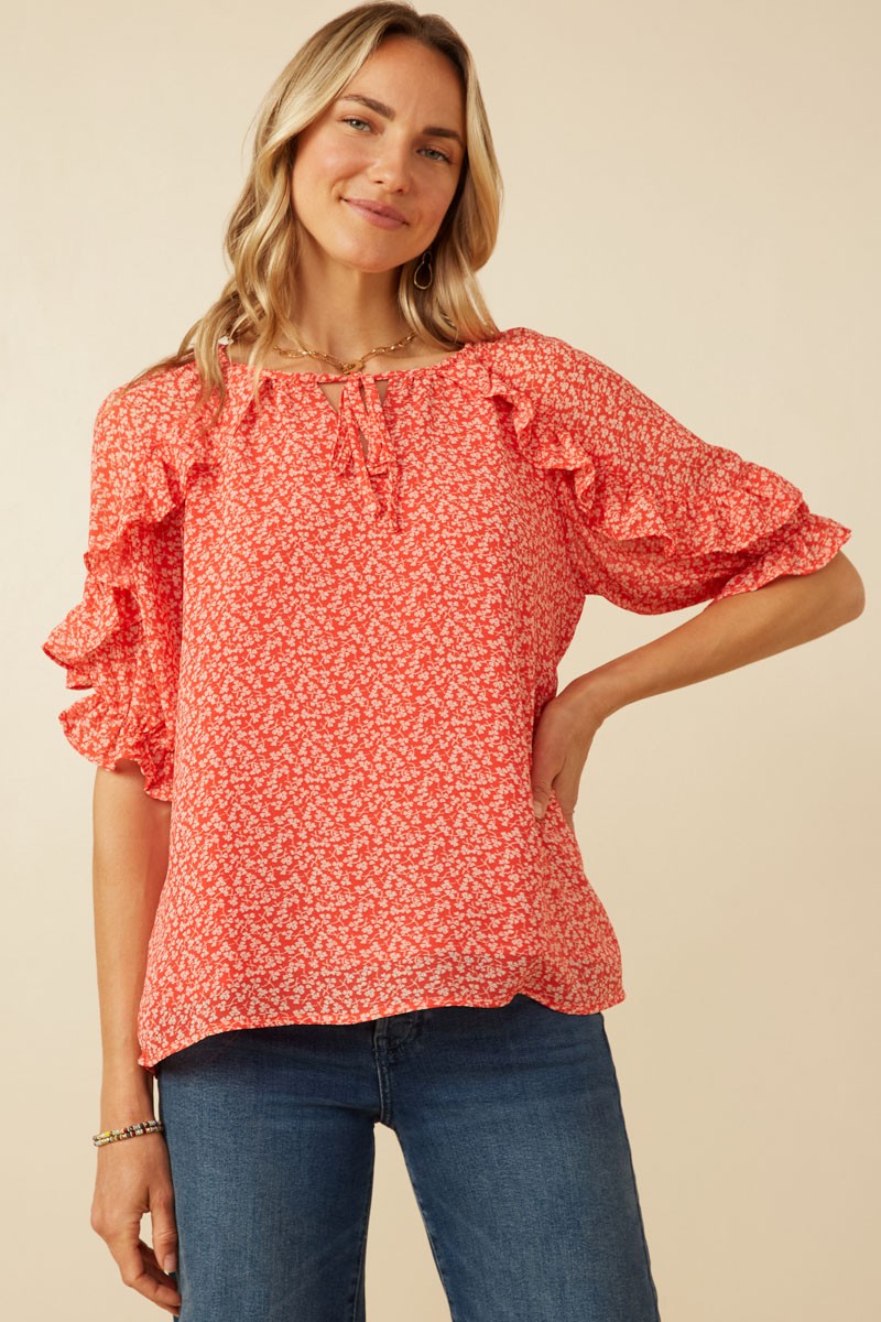 Cleo Ditsy Floral Ruffle Top