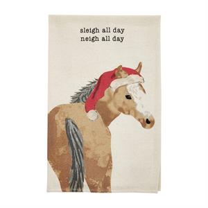 Christmas Watercolor Flour Sack Towel - Horse