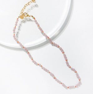 Lilac + Orange Bead Necklace