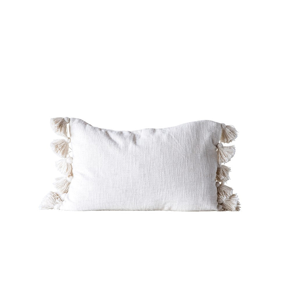 Cotton Woven Slub Tassel Pillow