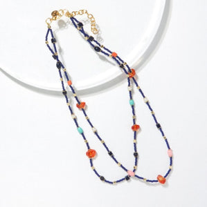 Navy Double Strand Bead Necklace