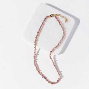 Blush Crystal Brass Necklace