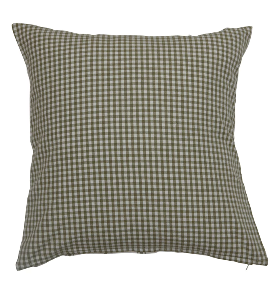 Sage Green Reversible Check Pillow