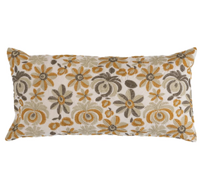 Elenore Floral Embroidered Lumbar Pillow