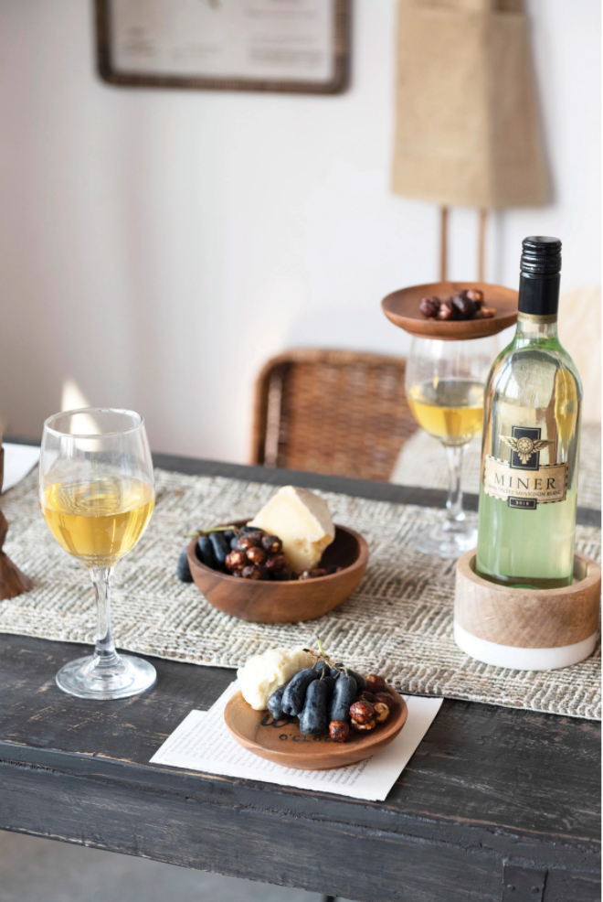Wine Saying Acacia Wood Tapas Plate Set